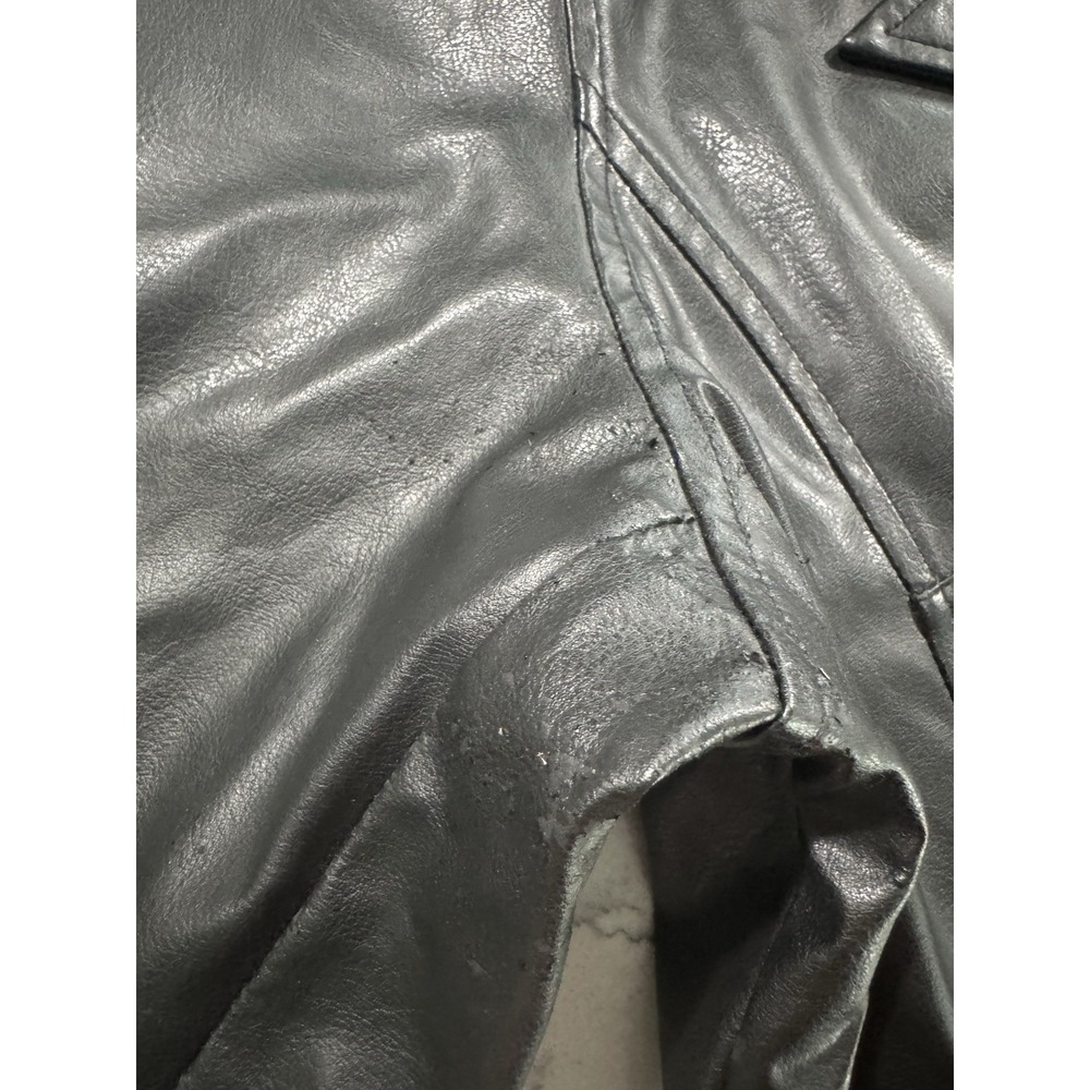 VTG Me Jane Blazer Jacket Womens XL Black Faux Leather Red Lining Grunge Y2K - Picture 4 of 12
